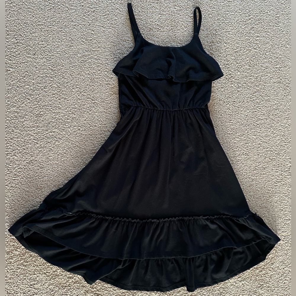 The Children’s Place Girls Fit & Flare Black Summer Ruffle Flounce Hi-Low Dress